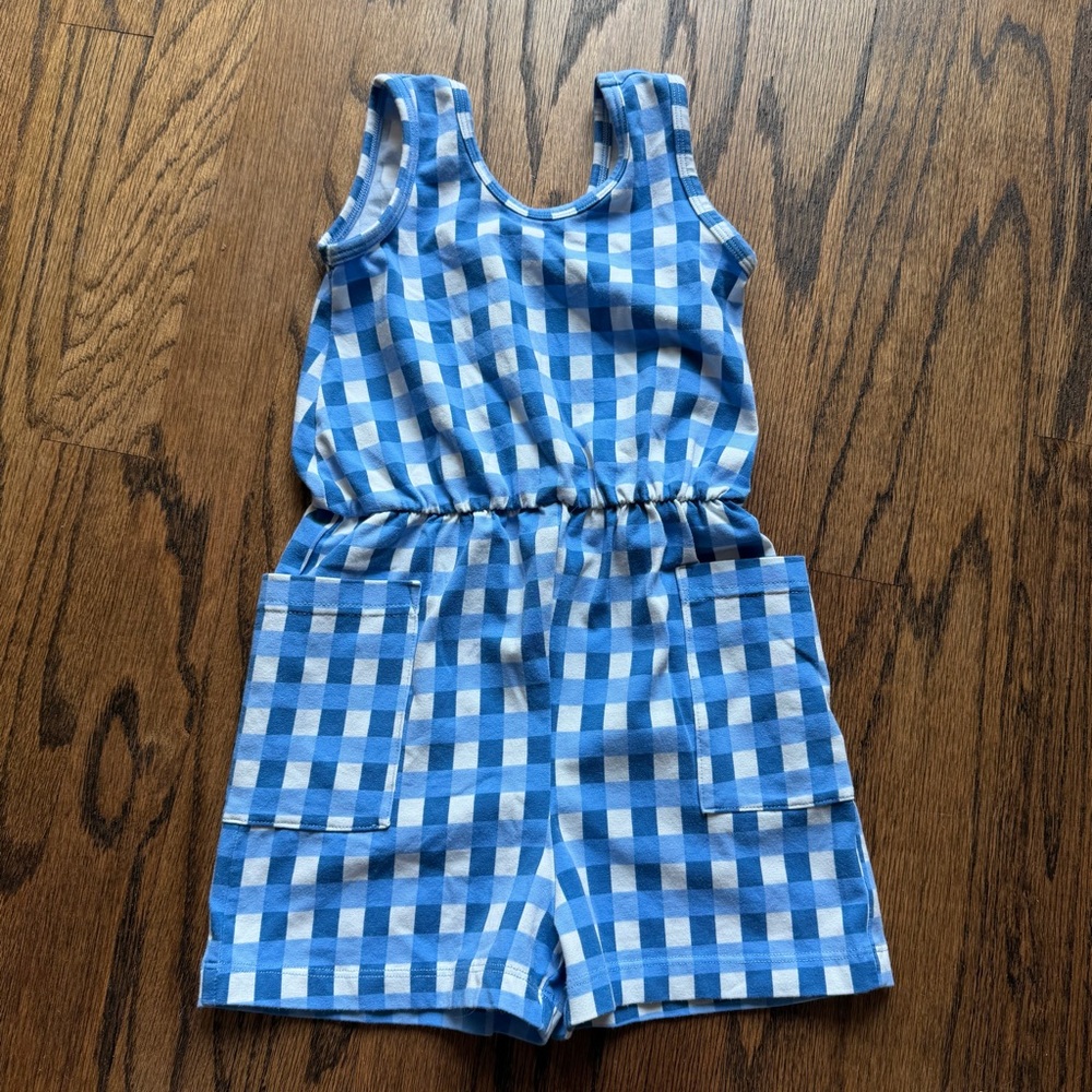 Charming Blue Checkered Kids Romper